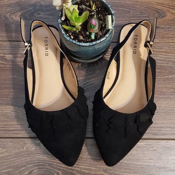Torrid Black Slingback Flats Size 10W - Picture 1 of 6
